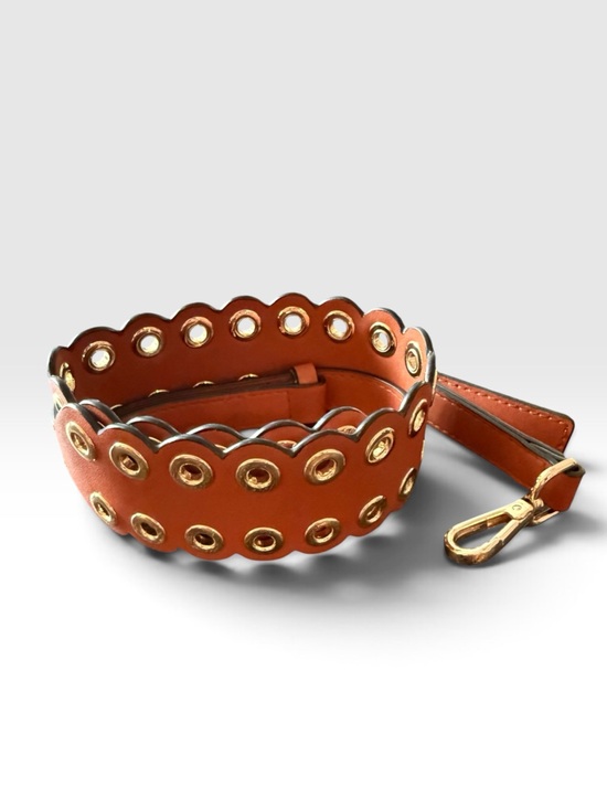 Clearly Accessories - Scalloped Faux Leather Adjustable Purse Strap Gold Like Grommets | NWOT
